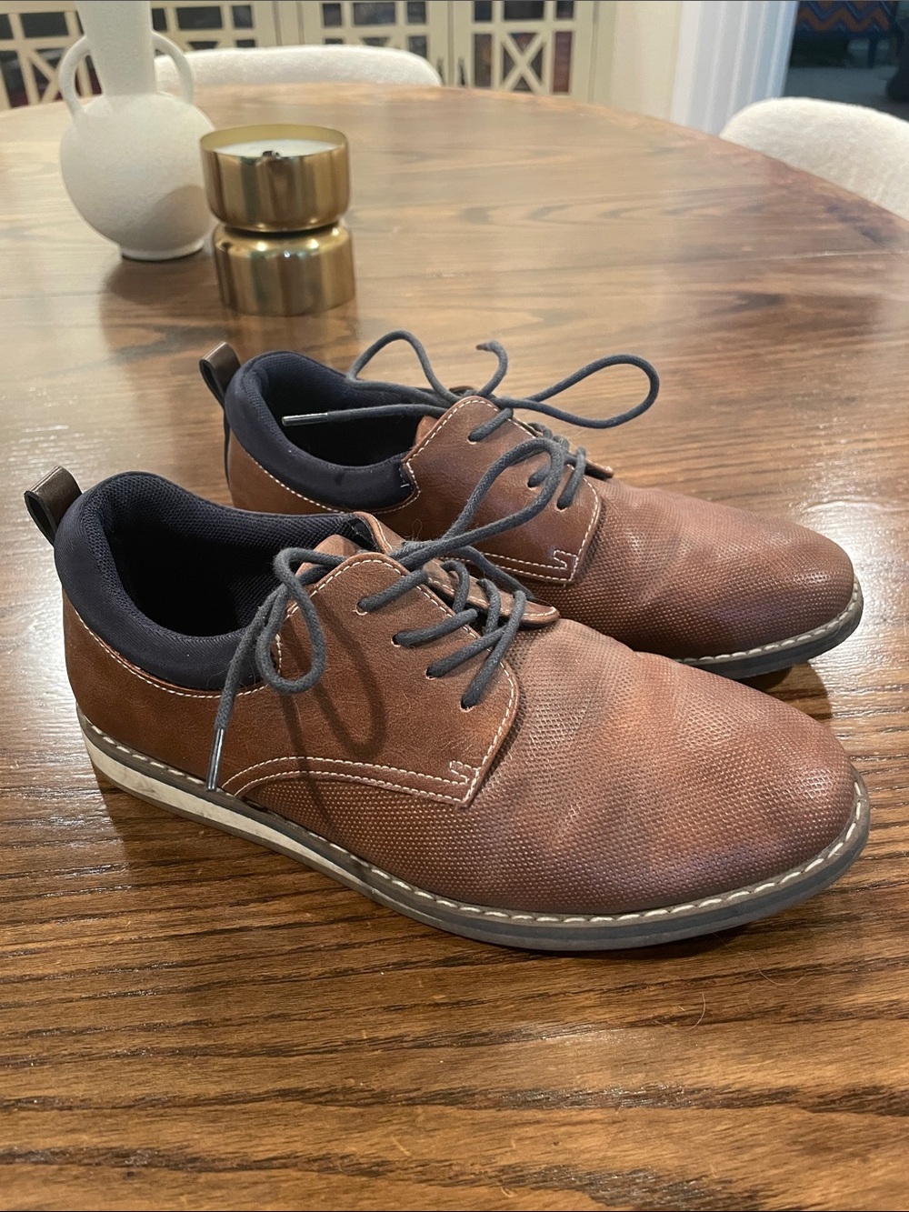 Thereabouts | Lace Up Casual Oxford Shoe | Brown and Navy Blue | Big Boys Size 5